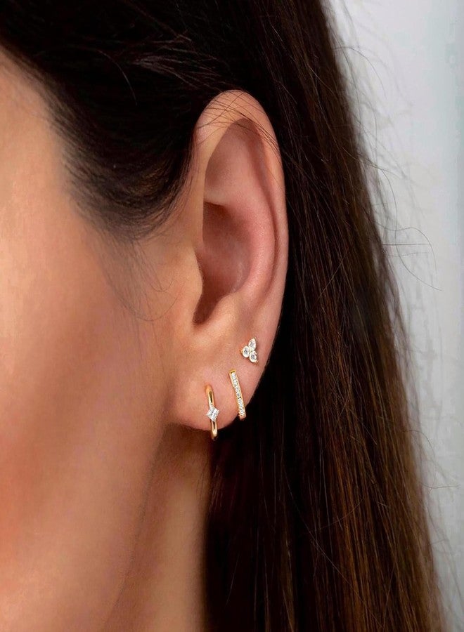KICKGY Small Gold Hoop Earrings for Women, Trendy 14K Gold Plated CZ Stud Earrings Dainty Gold Earrings Set Simple Gold Huggie Hoop Earrings Hypoallergenic Gold Jewelry for Women Gifts - Image 4